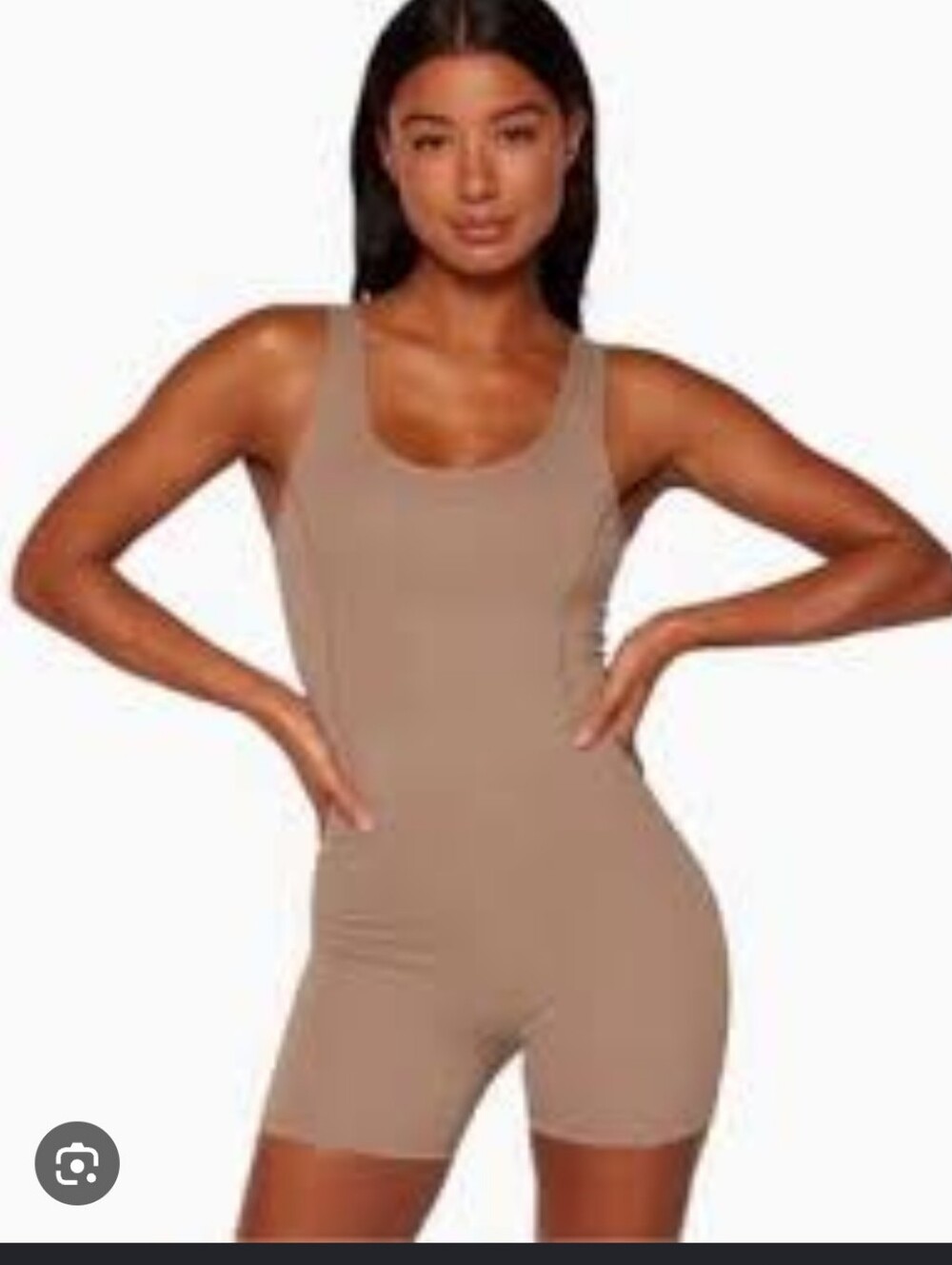 SET Active Seamless Scoop-Neck Bodysuit Romper - Taupe XL